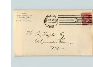 1890 Francis Henshaw & Co., Boston, MA, env. più fattura allegata, linea dritta - Foto 1 di 2