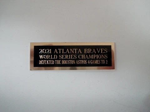 Atlanta Braves Baseball Card 2021 World Series Card Plaque Nameplate 1" X 3" Cover