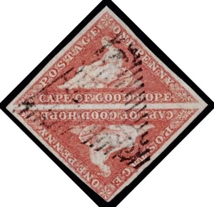 1855 Cape of Good Hope 1d Brick-Red SG 5 Pair Cream Paper VFU Cat. £1,800.00 - Picture 1 of 1