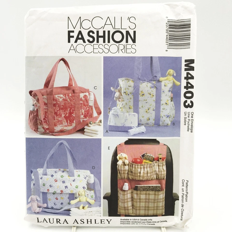 McCalls 4403 Diaper Bags and Car Organizer Laura Ashley Craft Sewing Patten - Image 1 of 4