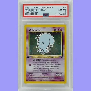 Pokemon 1st Edition Wobbuffet Holo 16/75 Neo Discovery PSA 8 NM/Mint - Picture 1 of 4
