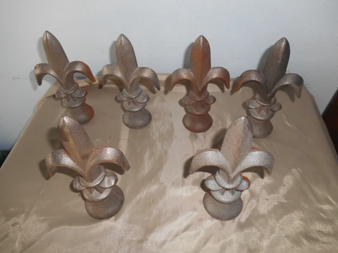 Vintage Set/6 Cast Iron Gate/Fence Post Finials/Toppers/ Spears 3/4" Square Hole Cover