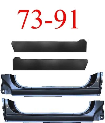4Pc 73 91 Chevy Blazer Extended Rocker & Inner Rocker Panel, GMC Jimmy Suburban - Image 1 of 4