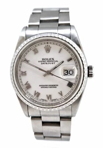 Rolex Mens 36mm Oyster  Datejust Stainless Steel White Dial Quick Set  16220 - Picture 1 of 7