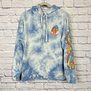 No.Hours Hoodie Unizex S Blue Tye Dye Mushrooms Pick Your Passion Rainbow Groovy - Picture 1 of 9
