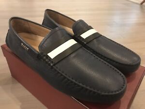 550$ Bally Dark Navy Dracon Leather Driver Size US 11 Made in Italy