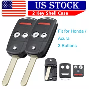 2 Smart Remote Car Key Fob Shell Case for 2010 2011 2012 2013 Acura ZDX 3 Button - Picture 1 of 8