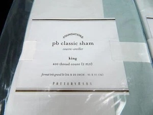 New Pottery Barn Classic French Country Sage Awning Stripe King Sham 400 TC - Picture 1 of 2