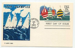 UX100 13c Yachting Olympics 84, Bittings by Alan Diamant, FDC - Picture 1 of 1