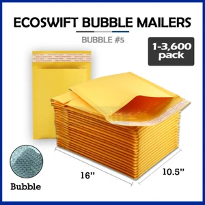 1-3600 #5 10,5x16 "EcoSwift" Kraft Luftpolster Versandtaschen Gepolsterte Umschläge Taschen 10,5 x 16 - Bild 1 von 6