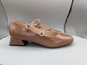 C. Paravano Mary Jane Plano EU 39.5 / 9.5 Marrón Puntera Cuadrada Zapato Ballet Cuero - Imagen 1 de 8