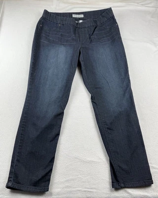 Pantalones de mezclilla Chico's Platinum talla 3 lavado oscuro elásticos cremallera sintética Foto 1 de 4