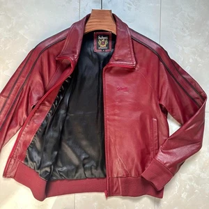 Schott NYC Lammfell Lederjacke Trainingsjacke Style Burgund Rot Herren M - Bild 1 von 10