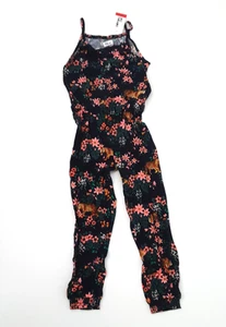 Epic Threads Girls Size 5 Sleeveless Jumpsuit Tassels Tiger Floral Print Navy - Picture 1 of 10
