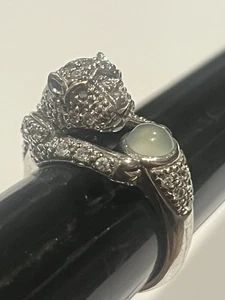 Panther Cougar Ring 925 14k Designer NF Bling Sparkle Cat Size 7.5 Meowww! - Picture 1 of 7