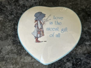 Vintage Holly Hobbie portagioie scatola coperta blu cofano amore regalo più bello 1978 - Foto 1 di 2