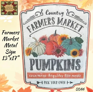 Fall Sign Farmers Market Pumpkins Metal 13"x17" - Picture 1 of 1