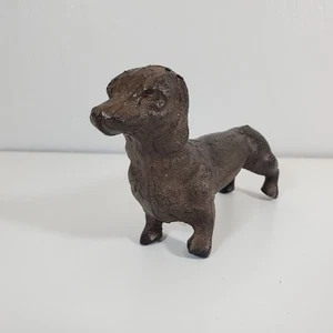 Vintage Bronze Dackel Hund Figur 6" lang Wohndeko Briefbeschwerer - Bild 1 von 6