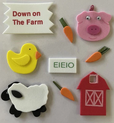 Pegatinas de espuma FARM Foamies (9 piezas) Darice•Animales•Granero•Cerdo•Ovejas •EIEIO•Fabricación de tarjetas Foto 1 de 4