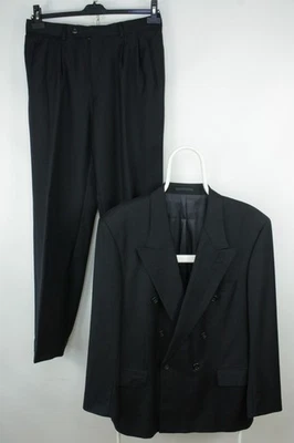 Traje De Colección Hugo Boss Doble Pecho Plisado Azul Marino Lana Para Hombre 40/50R Foto 1 de 4