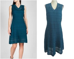 Missoni Knit Dress w/Slip Teal Metallic Woven - Size 48 XXL US 12 - Picture 1 of 7