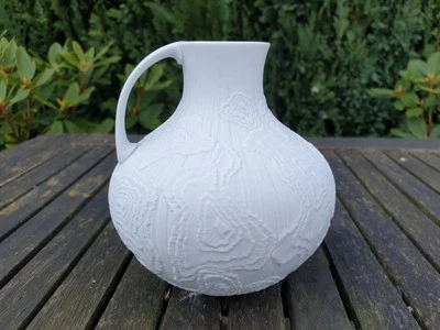 Porzellan Blumenvase, Kaiser, Weiss, Fels Gestein Design, rund, 13 cm Höhe - Bild 1 von 4