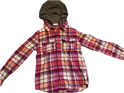 Columbia клетку с капюшоном воротником на пуговицах длинным рукавом девочек размер M - Изображение 1 из 4