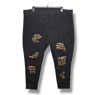 Legging Torrid Largo Completo Firma Cintura Espalda Dividida Mujer 4X Negro Leopardo Foto 1 de 4