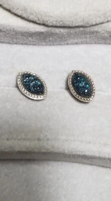 Ross Simons Pave Blue Diamond stud cluster Earrings - Image 1 of 4