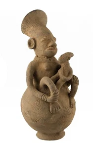 Jar Mangbetu Figurative 29 CM - Vase Terracotta DRC - Art African 17289 - Picture 1 of 13