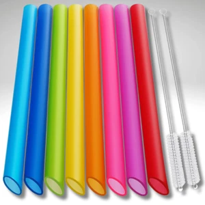 Jumbo Reusable Smoothie Straws Extra Wide Drinking Straw For Milkshake Bobba Tea - Picture 1 of 10