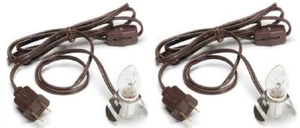 Lot of 2 ~ Brown Clip Lamp Light 6' Electric Cord with Socket on/off Switch - Picture 1 of 1