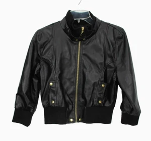 NWOT ASHLEY Bomber Jacket Girls Size XL Black Faux Leather Studded Full Zip - Picture 1 of 14