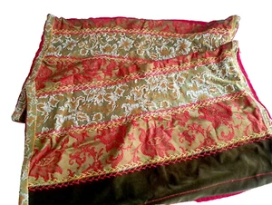 Vintage TAPESTRY Velvet Floral Pillow Cover Set of 2 Appx. 27'x16' Victorian - Picture 1 of 13