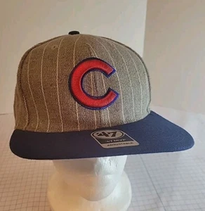 47 Brand Chicago Cubs Hat Baseball Cap MLB Adult Size Snap Back Pinstripes  - Picture 1 of 12