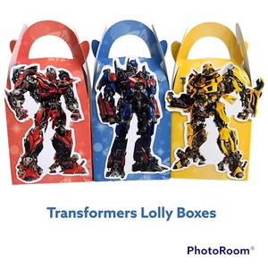6x Transformers Lolly Loot Bag Box. Bunting Banner Cake Cupcake YouTube Cupcake - Picture 1 of 4