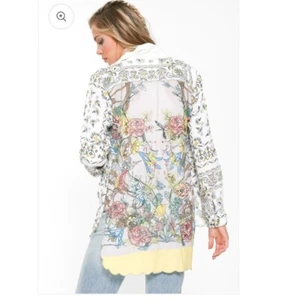 Aratta Silent Journey MED weiße Bluse bestickt Pailletten transparenter Rücken Langarm - Bild 1 von 13