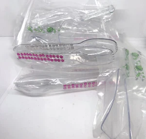 Serving Utensils Handcrafted Bejeweled Plastic Tongs Scoops Green Pink 11 Party - Picture 1 of 9