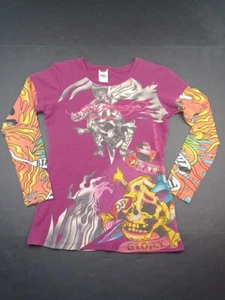 Camisa De Colección Para Mujer Ed Hardy Púrpura Tatuaje Manga Larga Talla Grande Hecha en EE. UU. - Imagen 1 de 13