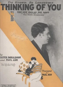 Sheet Music I'VE GROWN SO LONESOME THINKING OF YOU Paul Ash 1926 Ukulele Piano - Bild 1 von 1