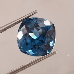 Natural Flawless Mozambique Blue Tourmaline Loose Cushion Cut Gemstone 12x12 MM - Picture 1 of 4