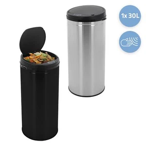 Cubo de basura redondo de acero inoxidable de 30L con sensor negro o plata - Imagen 1 de 17
