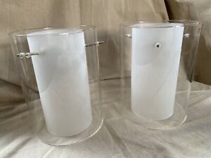 PAIR OF MODERN DOUBLE GLASS SHADES - PENDANT OR UP / DOWN LIGHT