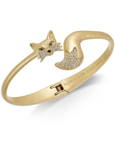 $78 Kate Spade New York  GOLD TONE FOX  CUFF HINGED BRACELET  D7 - Picture 1 of 5