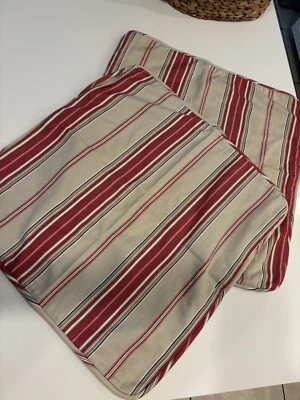 2 Pottery Barn "Red & Khaki Striped 20" Pillow Covers - Image 1 of 4