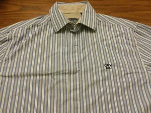 English Laundry Button-Front Embroidered Shirt S Small Blue & White Stripes Mens - Picture 1 of 10