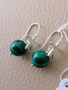 Orecchini di MALACHITE naturale ARGENTO 925 - Foto 1 di 8