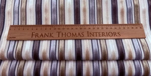 6.5 Metres Cut Velvet Striped Fabric Beige Cream Grey Curtain Blind Upholstery - Picture 1 of 7