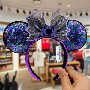 Disney-Parks Halloween Party Stirnband Spinnennetz Loungefly Pailletten Minnie Ohren USA - Bild 1 von 8