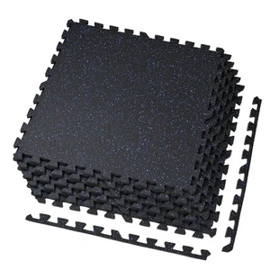 Xspec 1/2" Thick 48 Sq Ft Rubber Top EVA Foam Home Gym Mats 12 pcs, Blue Black - Picture 1 of 9